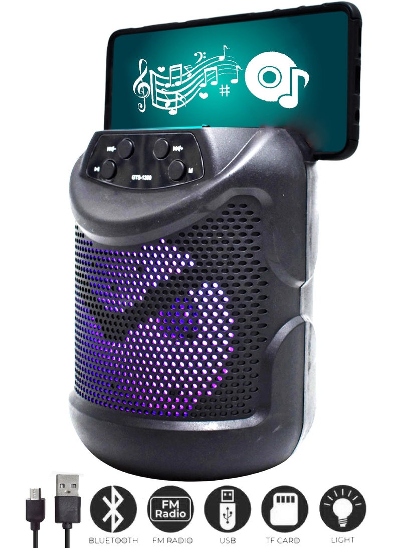 قريت نايس مكبر صوت لاسلكي يعمل بتقنية بلوتوث صوت استريو و راديو FM وذاكرة TF و مدخل USB و أضواء RGB - Image 1