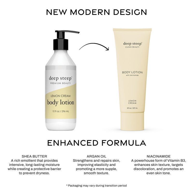 Deep Steep Body Lotion, Lemon Cream, 8 oz â€“ Moisturizer with Coconut Oil, Shea Butter, Argan Oil, Aloe Vera & Niacinamide â€“ Vegan, Clean Beauty, Daily Skin Hydration - Image 3