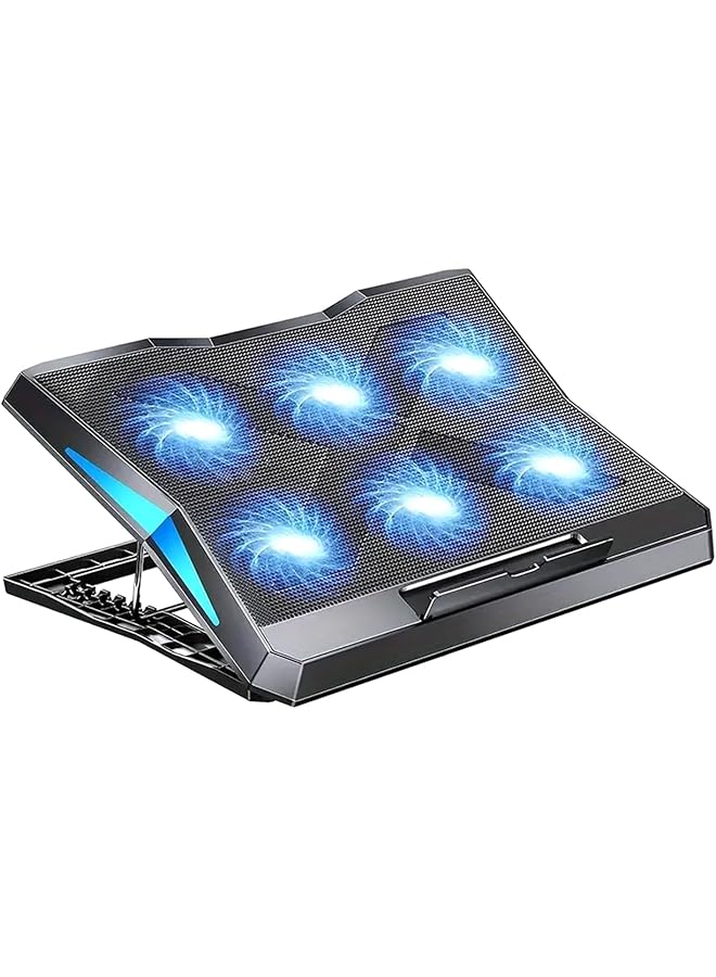 erorex 2 In 1 Laptop Cooling Stand With Adjustable Speeds 6 Quiet Fans For Fast Cooling Built In Stand Feature Height Adjustment In 6 Levels Usb Powered Compatible With Notebooks Up To 18 Inches - Image 1