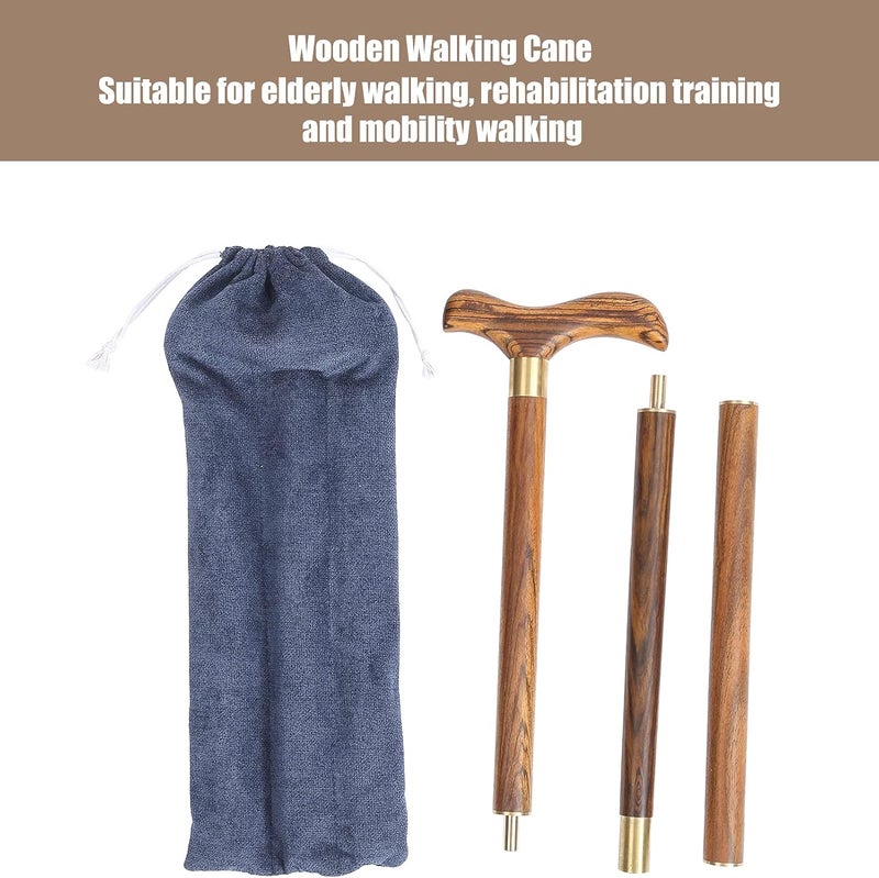 كلاراكو عصا مشي، عصا مشي قابلة للطي احترافية من خشب الأبنوس مع مقبض لسهولة حركة كبار السن تساعد على منع المستخدم من الانحناء - Image 3