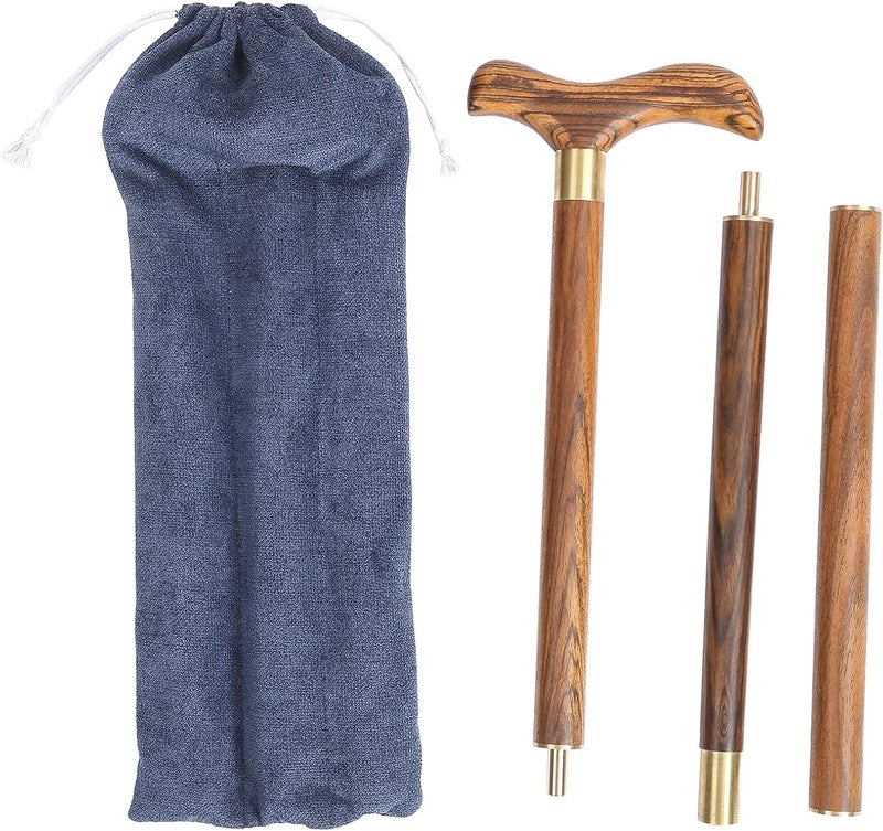 كلاراكو عصا مشي، عصا مشي قابلة للطي احترافية من خشب الأبنوس مع مقبض لسهولة حركة كبار السن تساعد على منع المستخدم من الانحناء - Image 1