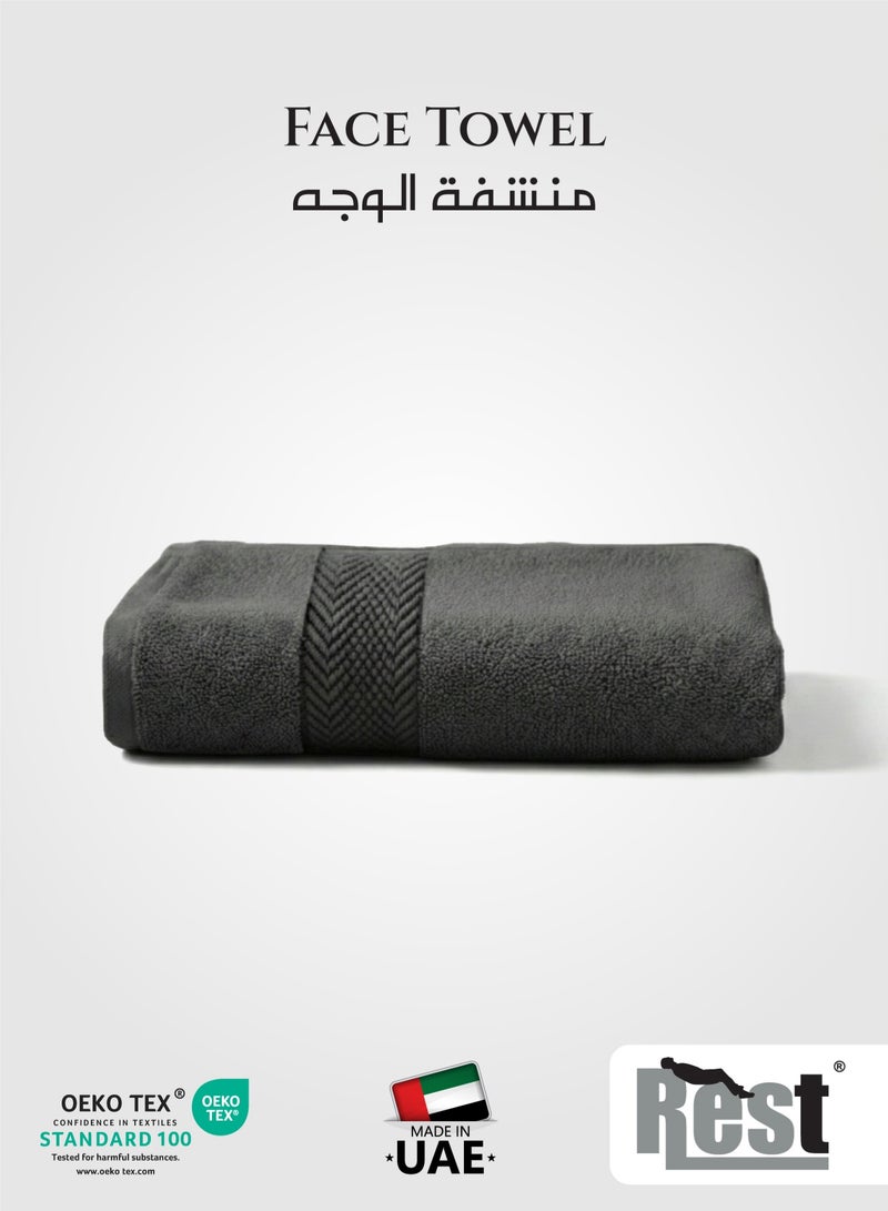 Rest 1Pc Face Towel 100% Cotton 30X30Cm , 12X12 Inches Grey Towel Soft And High Absorbent Super Soft Quality Towel - Image 1