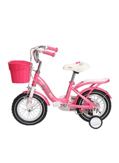 ENDLESS  Pink Steel Kids Bike with Back Seat, Hand Brakes and Basket | For Age 2 - 4 Years | 14 Inch Bike with High Quality Training Wheels and Fenders | Children Bicycle with 2.125" Wide Tyres  - Image 1