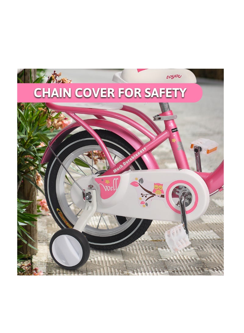 ENDLESS  Pink Steel Kids Bike with Back Seat, Hand Brakes and Basket | For Age 2 - 4 Years | 14 Inch Bike with High Quality Training Wheels and Fenders | Children Bicycle with 2.125" Wide Tyres - Image 3