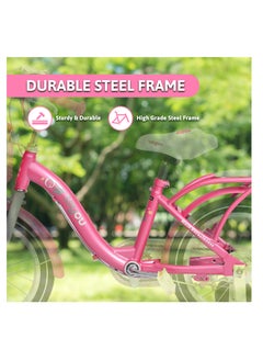 ENDLESS  Pink Steel Kids Bike with Back Seat, Hand Brakes and Basket | For Age 2 - 4 Years | 14 Inch Bike with High Quality Training Wheels and Fenders | Children Bicycle with 2.125" Wide Tyres  - Image 2