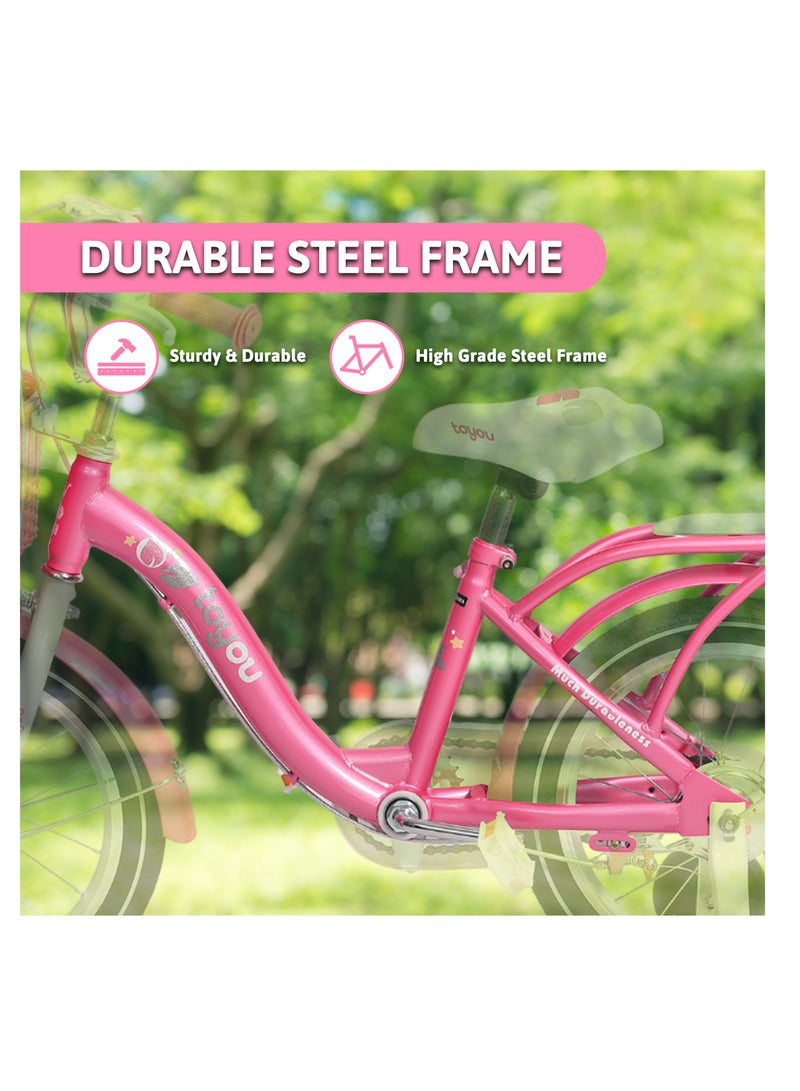 ENDLESS  Pink Steel Kids Bike with Back Seat, Hand Brakes and Basket | For Age 2 - 4 Years | 14 Inch Bike with High Quality Training Wheels and Fenders | Children Bicycle with 2.125" Wide Tyres - Image 2