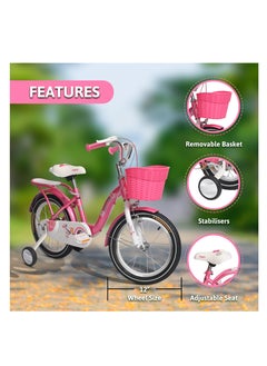 ENDLESS  Pink Steel Kids Bike with Back Seat, Hand Brakes and Basket | For Age 2 - 4 Years | 14 Inch Bike with High Quality Training Wheels and Fenders | Children Bicycle with 2.125" Wide Tyres  - Image 4