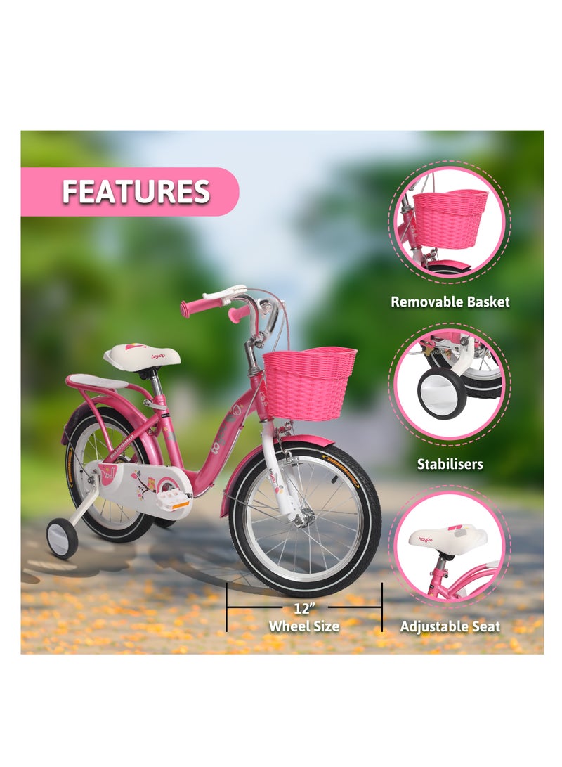 ENDLESS  Pink Steel Kids Bike with Back Seat, Hand Brakes and Basket | For Age 2 - 4 Years | 14 Inch Bike with High Quality Training Wheels and Fenders | Children Bicycle with 2.125" Wide Tyres - Image 4