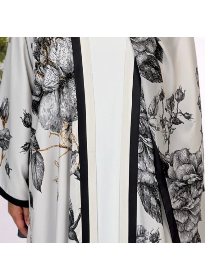 QABEELA RAM26 GRACE PRINT ABAYA - Image 2