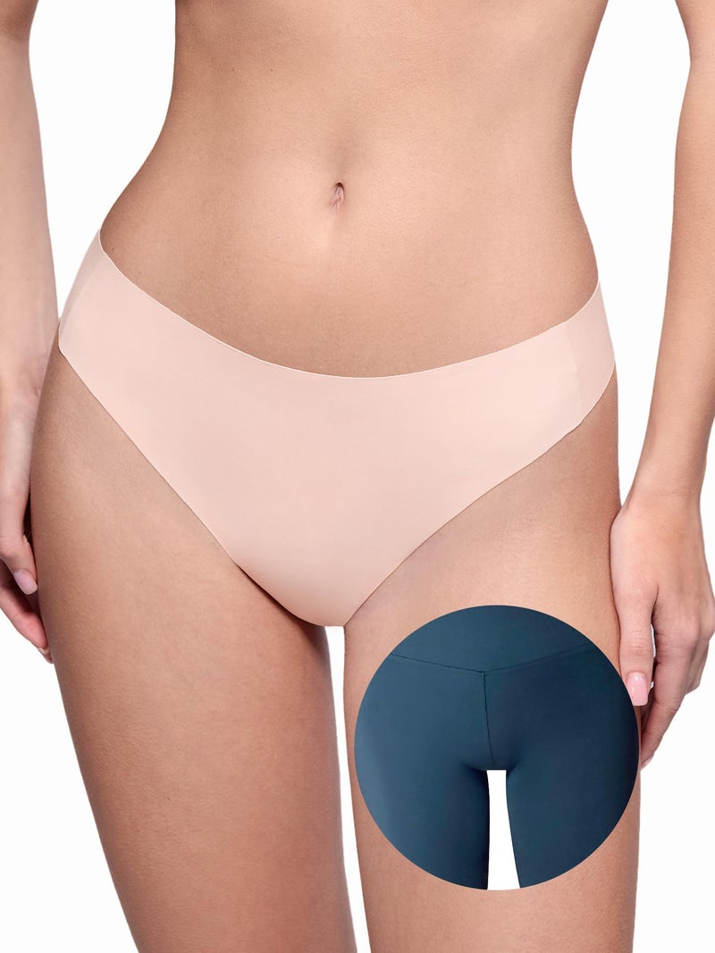 LUCKMEEY Cotton Thongs for Women Seamless Thongs for Women No Show Thong Panty Liners Workout G-String Thongs Underwear Ice Cream Medium - Image 1