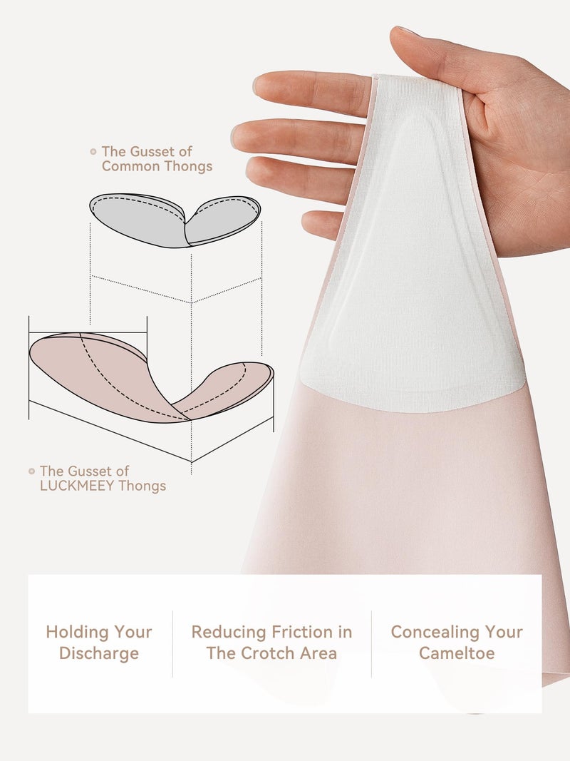 LUCKMEEY Cotton Thongs for Women Seamless Thongs for Women No Show Thong Panty Liners Workout G-String Thongs Underwear Ice Cream Medium - Image 5