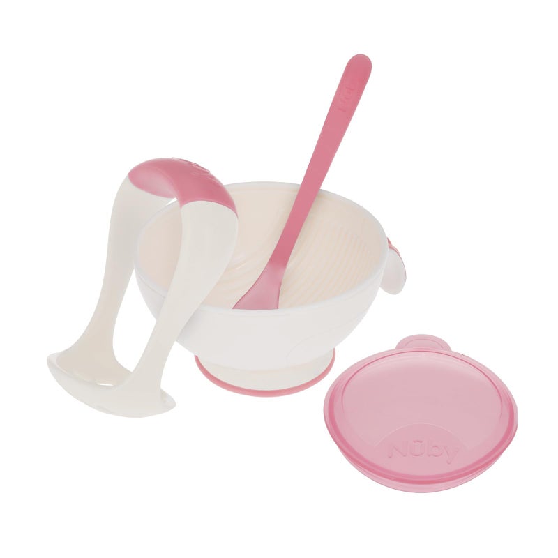 Nuby Garden Fresh Mash N' Feed Bowl with Spoon and Food Masher, Colors May Vary - Image 4