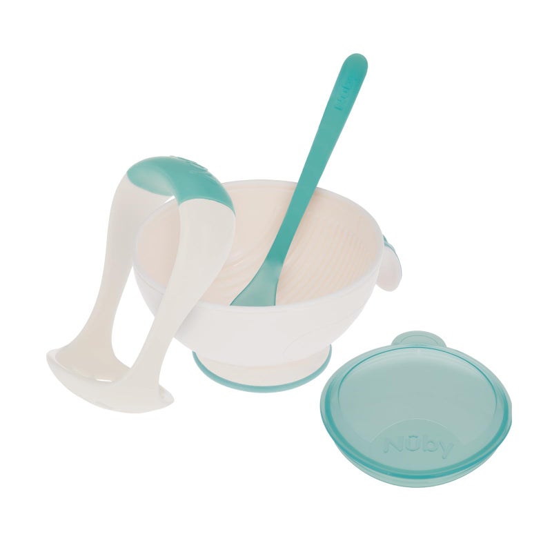 Nuby Garden Fresh Mash N' Feed Bowl with Spoon and Food Masher, Colors May Vary - Image 2