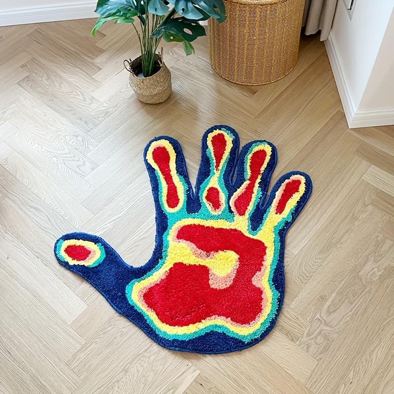 LAKEA Handmade Palm Rug Shape Tufted Carpet Plush Fluffy Soft Multiple Color Home Decor Living Room Bedroom Room Aesthetic (31.5X31.5 Inch) - Image 5
