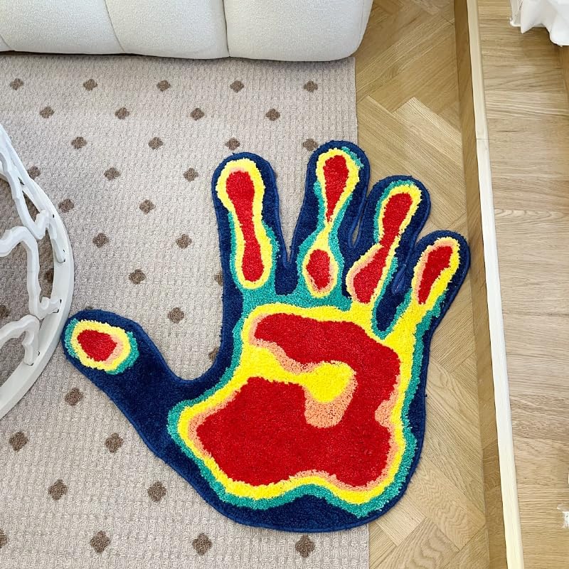 LAKEA Handmade Palm Rug Shape Tufted Carpet Plush Fluffy Soft Multiple Color Home Decor Living Room Bedroom Room Aesthetic (31.5X31.5 Inch) - Image 3