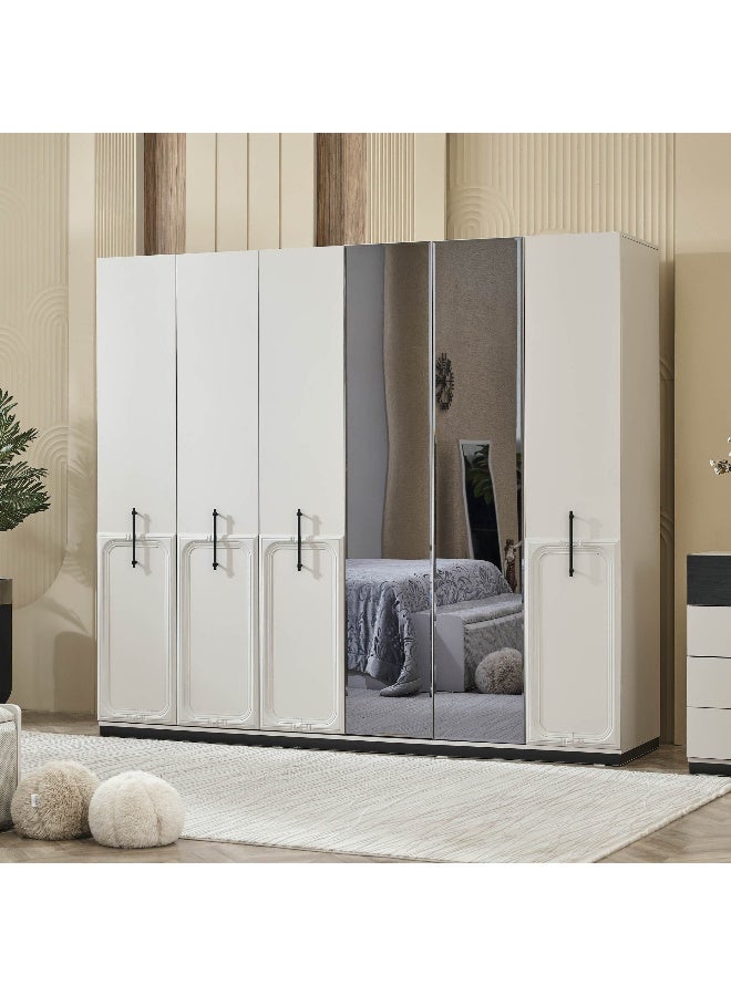 Home Box Zurich 6-Door Wardrobe with Mirror for Home - Image 1