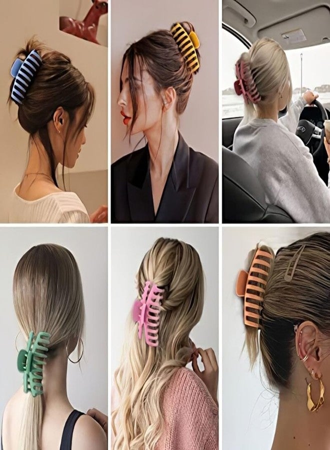 Blubby 4 Pcs Rectangle Claw Clip,Women's Large Hair Claw Clips,Square Claw Clips, Hair Clutcher Hair Styling Accessories,Non-slip Hair Claw Clips for Thin and Thick Hair (Multicolor) - Image 5