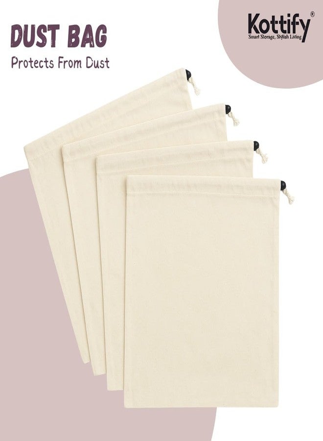 Kottify Cotton Dust Bags for Handbags Organizer Foldable Purse Drawstring Travel Storage Pouch Space Saving Closet for Wardrobe Clutches Ladies Handbags, Purse (PACK OF 5) - Image 2