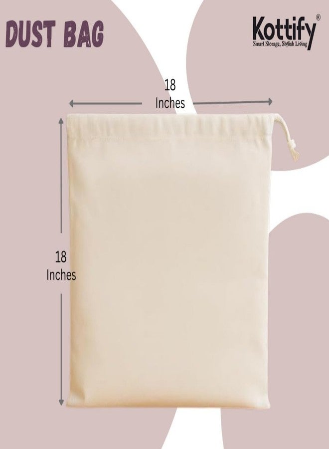 Kottify Cotton Dust Bags for Handbags Organizer Foldable Purse Drawstring Travel Storage Pouch Space Saving Closet for Wardrobe Clutches Ladies Handbags, Purse (PACK OF 5) - Image 3