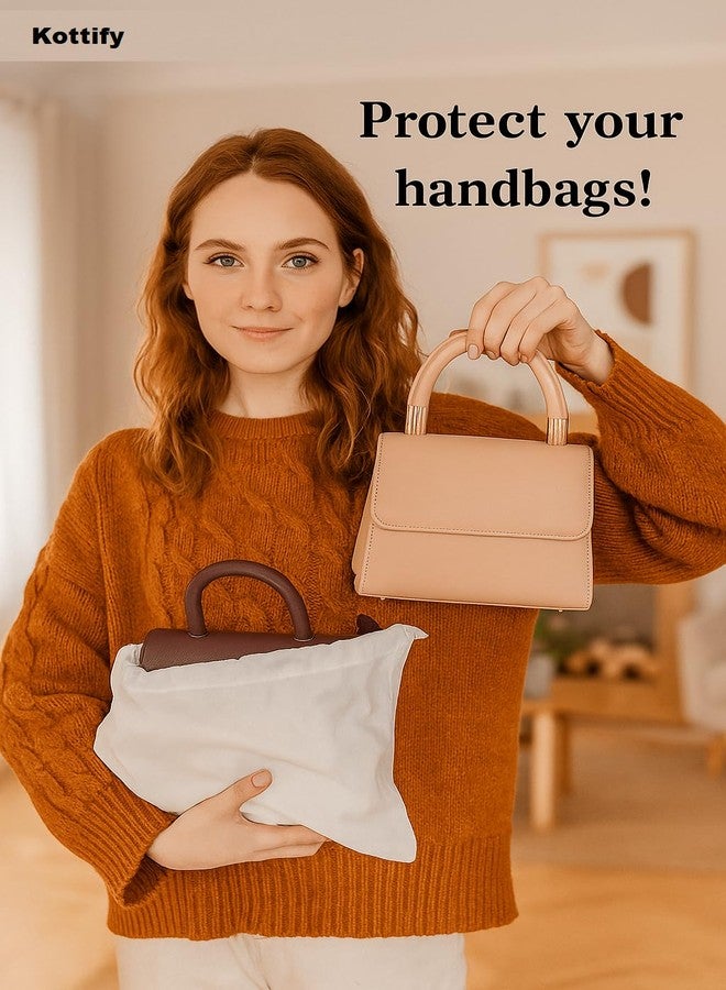 Kottify Cotton Dust Bags for Handbags Organizer Foldable Purse Drawstring Travel Storage Pouch Space Saving Closet for Wardrobe Clutches Ladies Handbags, Purse (PACK OF 5) - Image 4