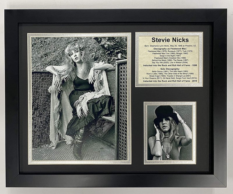 Legends Never Die Stevie Nicks- Fleetwood Mac- Black and White Portraits | Framed Photo Collage Wall Art Decor | Legends Never Die, 11 x 14-Inch - Image 1