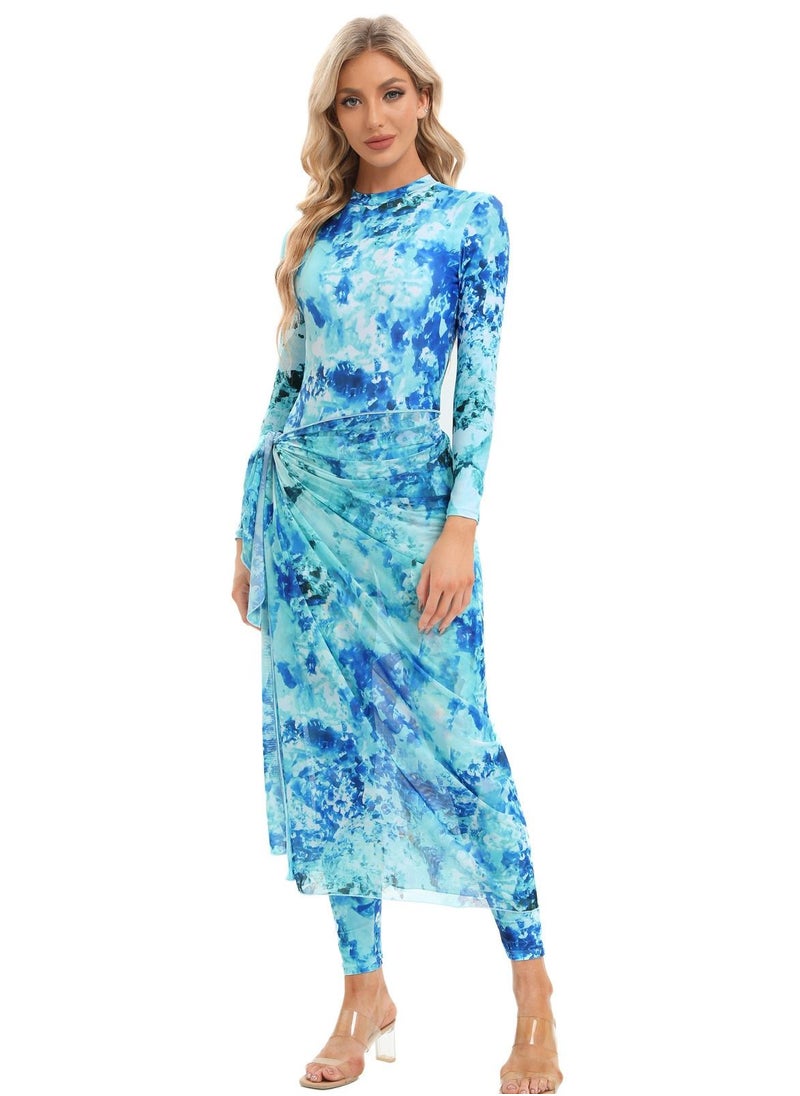 Womens Muslim Swimsuits Tie Dye Top Swim Pants with Long Sarong Cover up Wrap Skirt Swimwear Modest Bathing Burkinis Suit 4PCS - pzsku/ZA32AA8013235083F59FCZ/45/_/1690963655/b5f3186a-0e56-4d2b-904f-44b5e06fcbdb