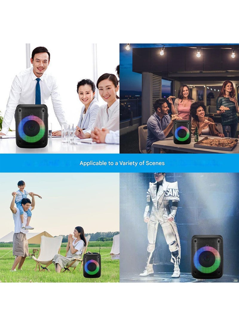 iDigit Bluetooth Speaker – Portable Wireless Mini Speaker with RGB Lights, Karaoke Mic Input, USB/TF/AUX Playback, Bluetooth 5.0, and Top Control Panel – Black  - Image 3
