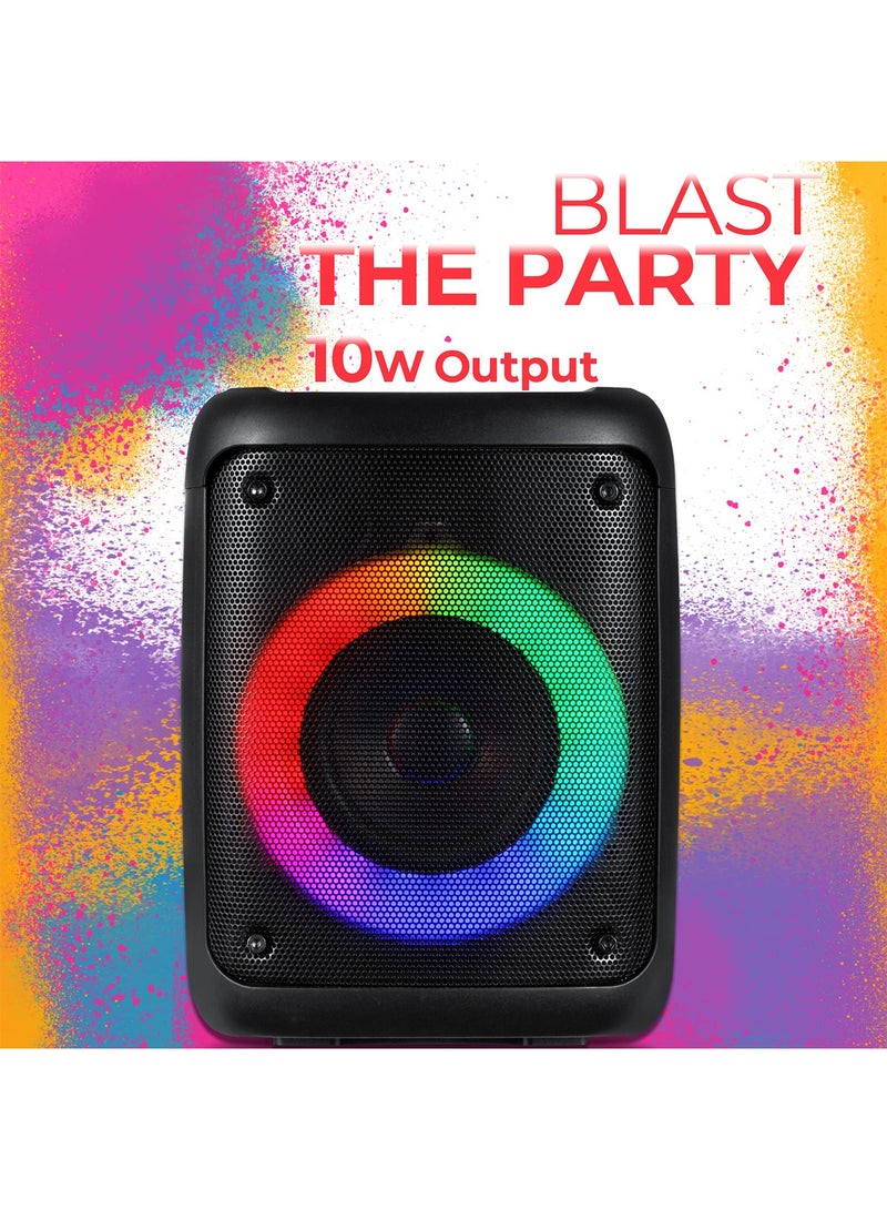 iDigit Bluetooth Speaker – Portable Wireless Mini Speaker with RGB Lights, Karaoke Mic Input, USB/TF/AUX Playback, Bluetooth 5.0, and Top Control Panel – Black  - Image 4