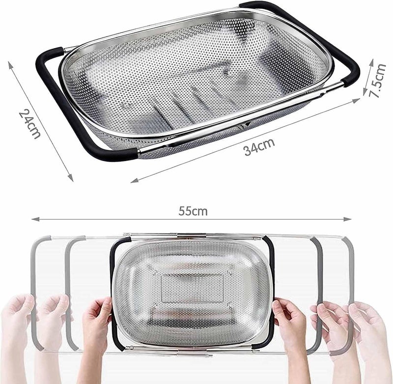 TGOPIT Food Strainer Colander Fruit Basket Pasta Strainer Vegetable Strainer Kitchen Sieve Washing Bowl Oval Strainer Basket with Rubber Grip Handle Colander - Image 2