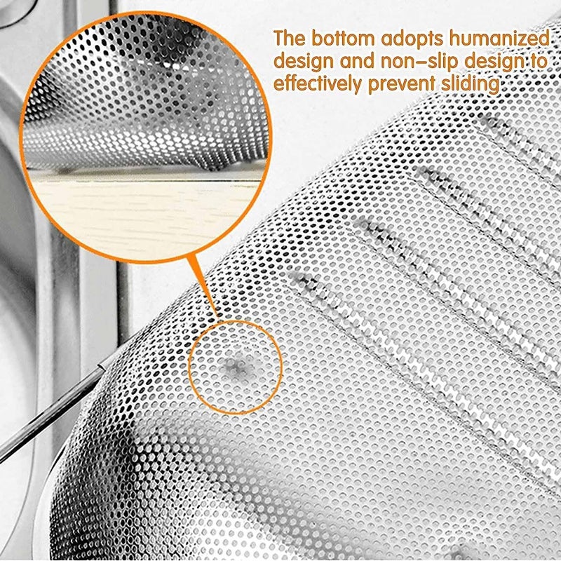 TGOPIT Food Strainer Colander Fruit Basket Pasta Strainer Vegetable Strainer Kitchen Sieve Washing Bowl Oval Strainer Basket with Rubber Grip Handle Colander - Image 5