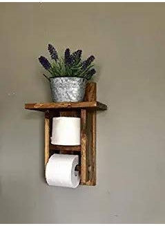 VM DECOR VM DECOR Wooden Toilet Paper Holder in Bathroom Toilet Paper roll Holder 1 Toilet Paper roll Hanger Wooden Brown Wall Toilet Roll Holder Rustic Solid Wood Paper Holder  - Image 2