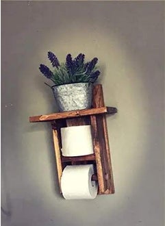 VM DECOR VM DECOR Wooden Toilet Paper Holder in Bathroom Toilet Paper roll Holder 1 Toilet Paper roll Hanger Wooden Brown Wall Toilet Roll Holder Rustic Solid Wood Paper Holder  - Image 1