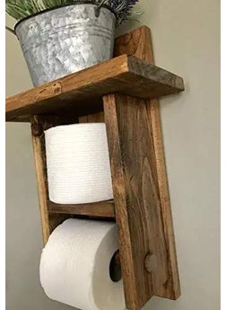 VM DECOR VM DECOR Wooden Toilet Paper Holder in Bathroom Toilet Paper roll Holder 1 Toilet Paper roll Hanger Wooden Brown Wall Toilet Roll Holder Rustic Solid Wood Paper Holder  - Image 4