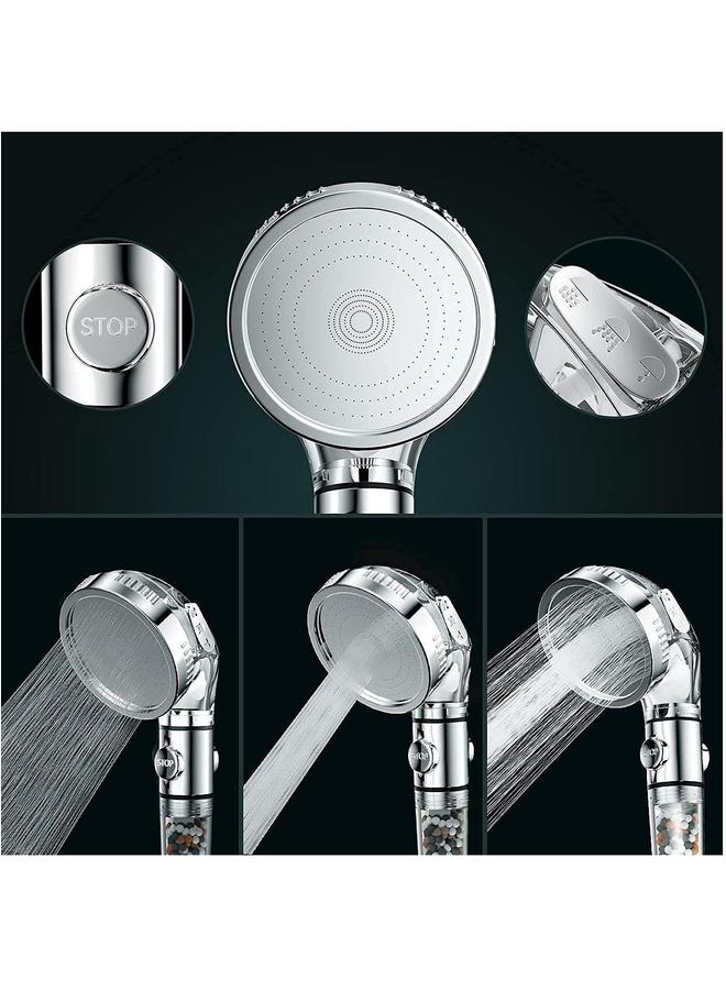 HOMESTAR High Pressure Filtered Shower Head For Hard Water And Filtering Impurities Hand Held With Filter Balls Hose Holder Ptfe Tape Dry Skin Body Spa, Silver  - Image 5