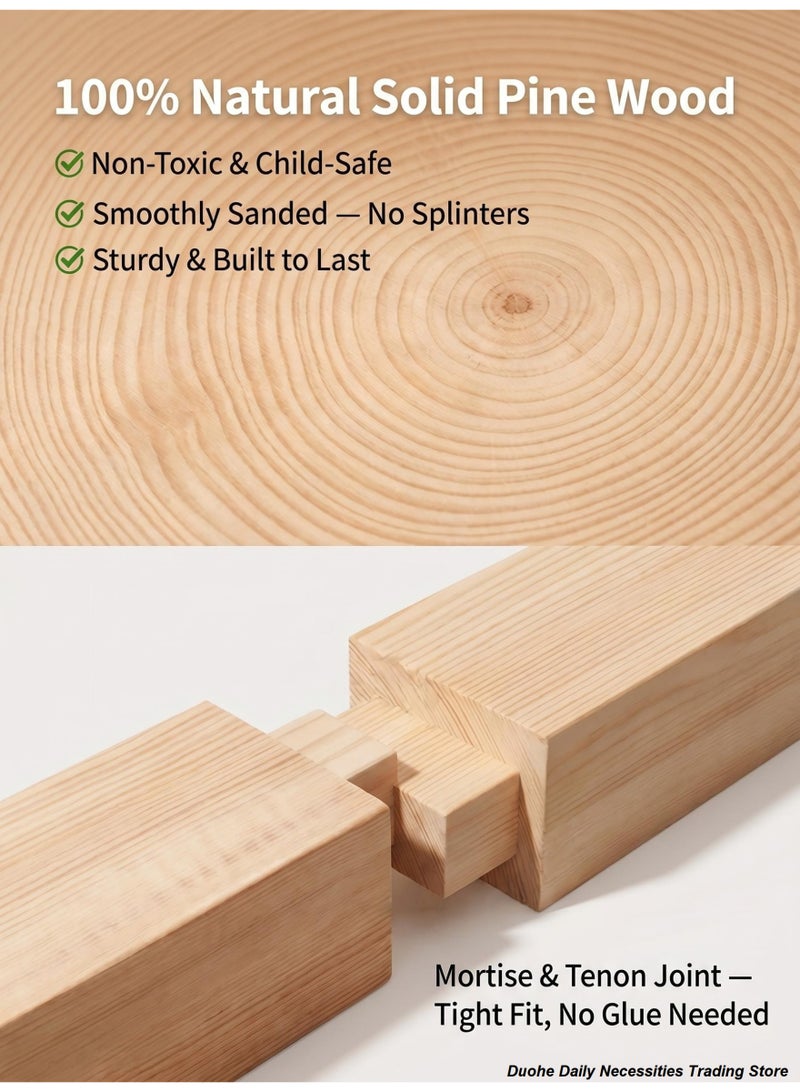 Luban Mortise and Tenon Building Blocks, 75 Pcs Wooden Construction Toy, Educational STEM House Building Kit for Kids Ages 3-12 - Image 4