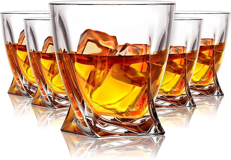 bellemax 350 ML Crystal Whiskey Glass Set of 6 Crystal Rocks Whiskey Bar Glasses Set for Drinking Scotch Bourbon Vodka Liquor Old Fashioned Cocktail Tumblers BX12 - Image 1