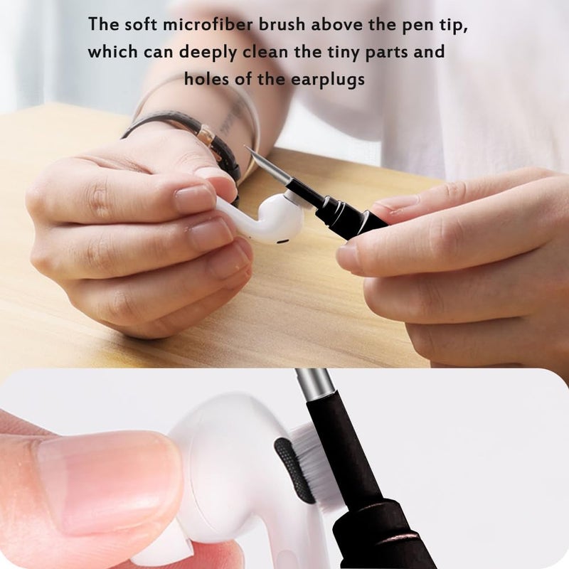 Yesimla Cleaner Kit for Earbuds, Cleaning kit for Airpods Pro 1 2 3, Multi-Function Cleaning Tool with Brush Flocking Sponge for Wireless Earphones Bluetooth Headphones Case Camera and Phone(Black) - Image 4