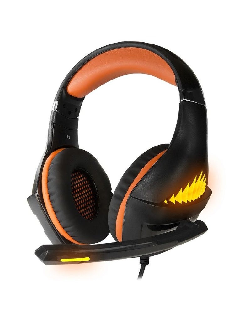 كراون مايكرو سماعات رأس سلكية للألعاب بمنفذ USB من Crown Micro CMGH-2103، قطر مكبر الصوت 50 مم، طول الكابل 3.2 متر، قابس ميكروفون دوار 3.5 جاك 4 سنون + محول، أسود | CMGH-2103 برتقالي  - Image 1