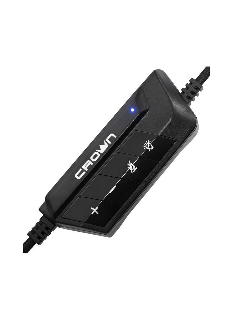 كراون مايكرو سماعات رأس سلكية للألعاب بمنفذ USB من Crown Micro CMGH-2103، قطر مكبر الصوت 50 مم، طول الكابل 3.2 متر، قابس ميكروفون دوار 3.5 جاك 4 سنون + محول، أسود | CMGH-2103 برتقالي  - Image 3