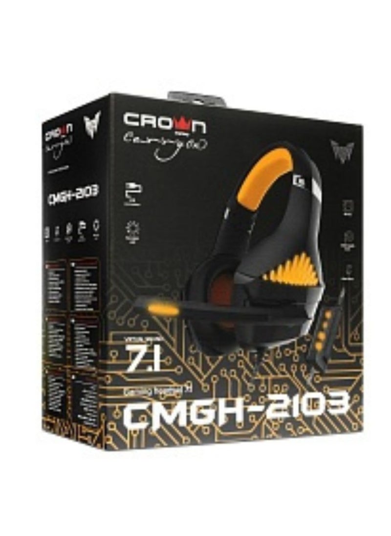 كراون مايكرو سماعات رأس سلكية للألعاب بمنفذ USB من Crown Micro CMGH-2103، قطر مكبر الصوت 50 مم، طول الكابل 3.2 متر، قابس ميكروفون دوار 3.5 جاك 4 سنون + محول، أسود | CMGH-2103 برتقالي  - Image 5