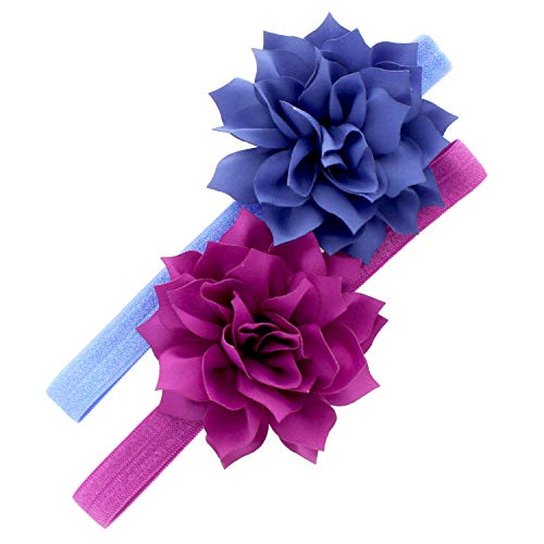 My Lello Baby Petal Flower Headbands Mixed Colors 2-Pack (Cornflower Blue/Royal Orchid) - Image 1