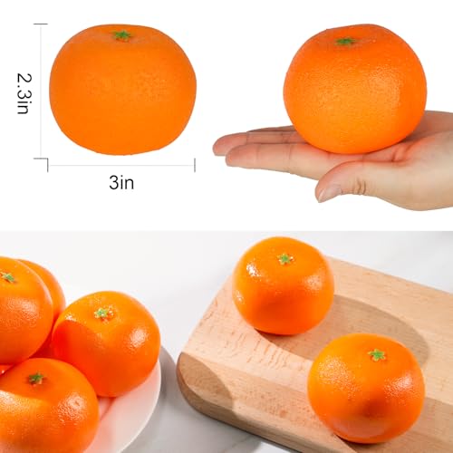 HAKSEN 12 PCS Fake Oranges, Artificial Fruits for Decoration Lifelike Fake Fruit Faux Oranges for Home Kitchen Cabinet Decor Photography Prop - Image 2