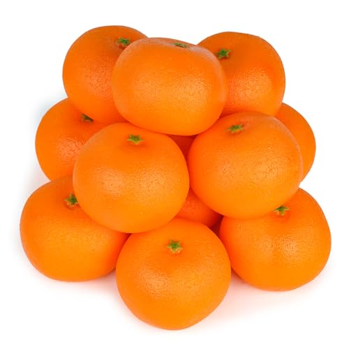 HAKSEN 12 PCS Fake Oranges, Artificial Fruits for Decoration Lifelike Fake Fruit Faux Oranges for Home Kitchen Cabinet Decor Photography Prop - Image 1