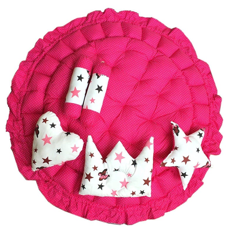 LIBAH LIBAH New Born Baby's Comfortable Round Tub Bed, Reversible Baby Bedding Sets Cum Mattress with 5 Multi Shape Pillows(Multicolor, 1 Set) - Image 3