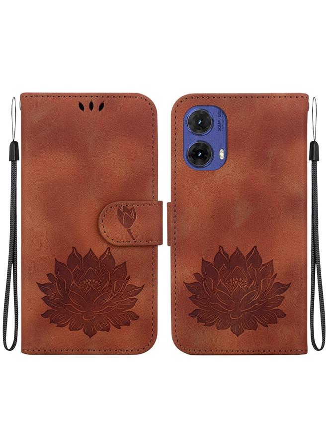 S-TOP Case For Motorola Moto G85 Lotus Embossed Leather Phone Case - Image 1