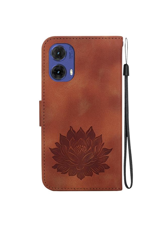 S-TOP Case For Motorola Moto G85 Lotus Embossed Leather Phone Case - Image 3