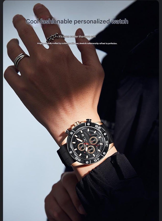 ONOLA ​​ONOLA Men's Rose Black Quartz Watch - Waterproof Silicone Strap, 30M Water Resistance, Modern Minimalist Style, Ideal for Daily Commute, Business Casual & Social Occasions​​ - Image 3