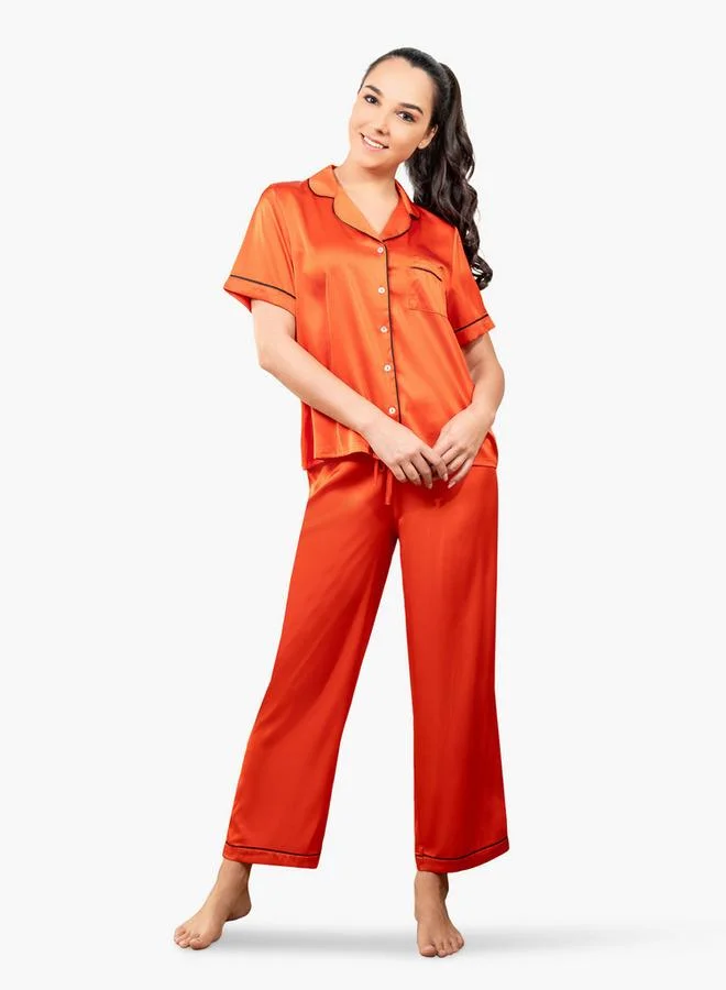 Aadaraya Aadaraya Collared Shirt and Pyjama Set