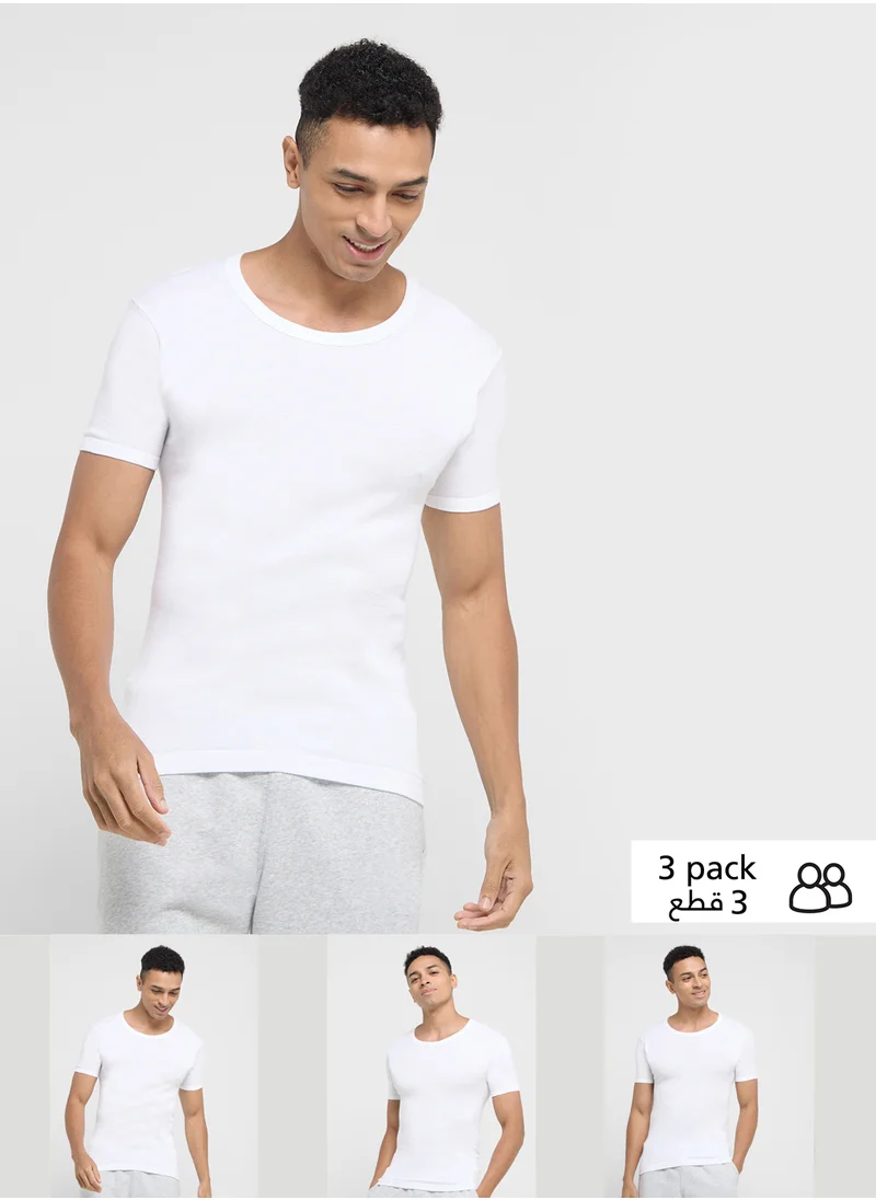 سفنتي فايف بيسيكس Pack of 3 Ribbed T-Shirt