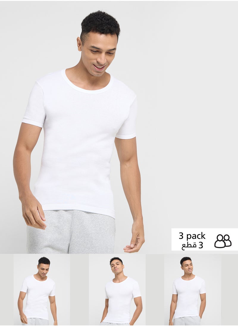 Seventy Five Basics Pack of 3 Ribbed T-Shirt  - Image 1